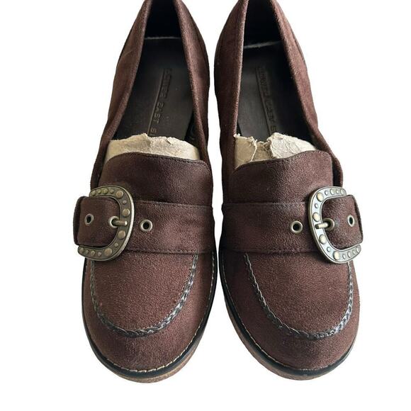Vintage Lower‎ East Side Suede Wedge Women's 6.5 Brown Y2K Buckle Boho Chunky - Picture 2 of 8